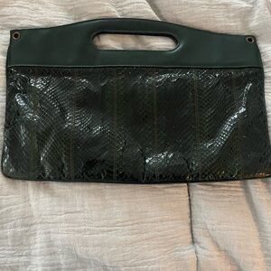 Vintage Snake Skin Green Clutch Bag